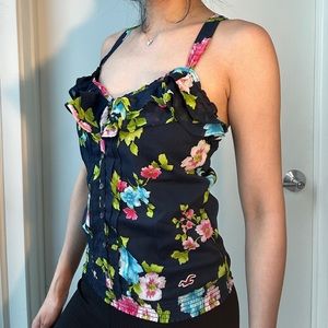 blue hollister y2k floral tank top size XS
